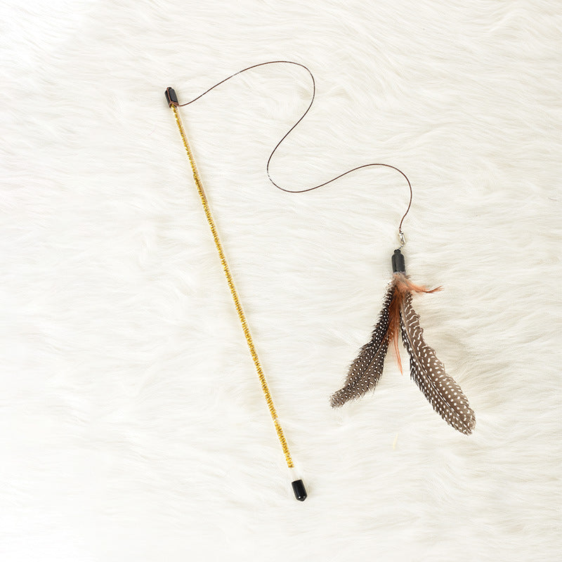 HKM-1513149 Interactive Feather Cat Toy on a Stick for Engaging Playtime
