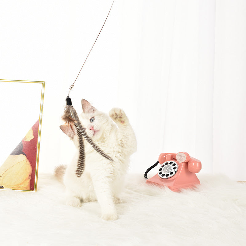 HKM-1513149 Interactive Feather Cat Toy on a Stick for Engaging Playtime