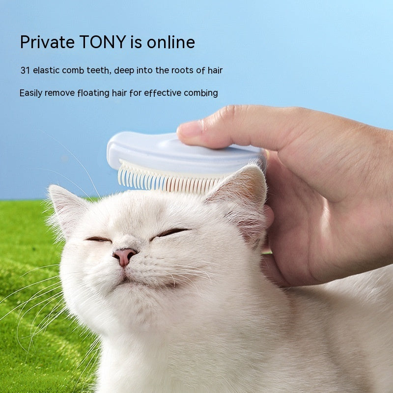 HKM-1513917 Deep Hair Removal & Massage Pet Comb for Cats - Milky White and Baby Blue