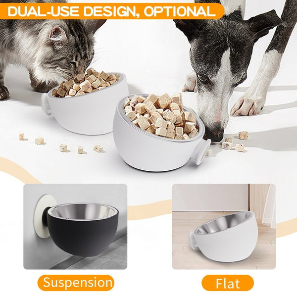 HKM-1514301 Magnetic Suction Pet Feeder - Cat and Dog Food Bowl, Plastic/Stainless Steel, 14x14x8CM