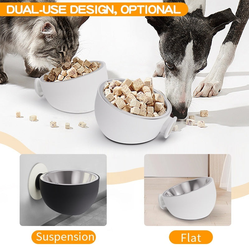 HKM-1514301 Magnetic Suction Pet Feeder - Cat and Dog Food Bowl, Plastic/Stainless Steel, 14x14x8CM