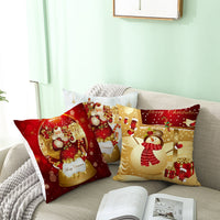 HKM-151507 Nordic Style Christmas Peach Skin Cushion Cover - 45x45cm, No Pillow Core