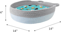HKM-1515581 Cozy Cooling Round Cat Bed with Wicker Design, Washable Cotton Nest for Indoor Cats