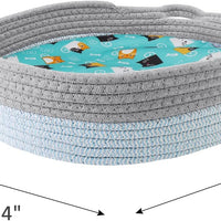 HKM-1515581 Cozy Cooling Round Cat Bed with Wicker Design, Washable Cotton Nest for Indoor Cats