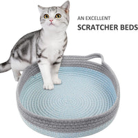 HKM-1515581 Cozy Cooling Round Cat Bed with Wicker Design, Washable Cotton Nest for Indoor Cats