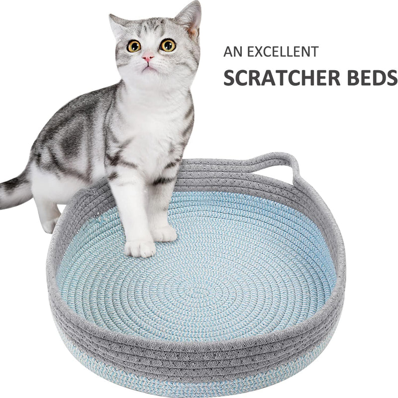 HKM-1515581 Cozy Cooling Round Cat Bed with Wicker Design, Washable Cotton Nest for Indoor Cats