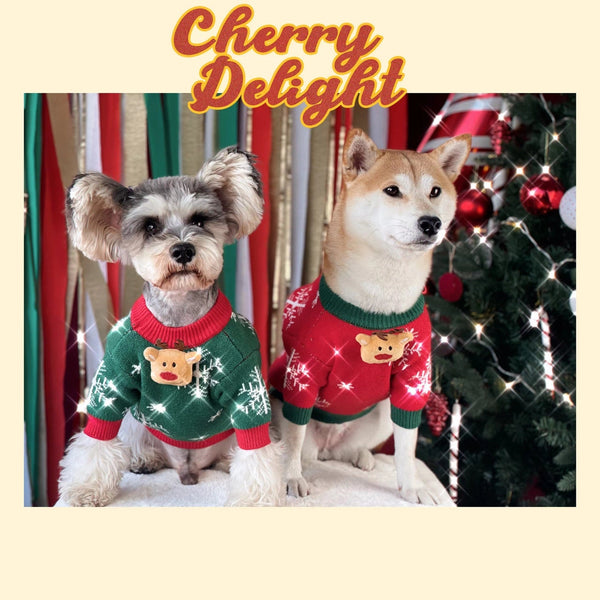 HKM-1516093 Christmas Padded Dog Sweater in Green and Red - Cozy Wool Design for Dogs