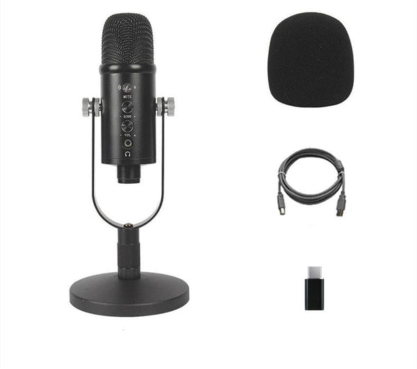 HKM-151635 Condenser Microphone for Live Streaming and Recording with USB Connection and Accessories
