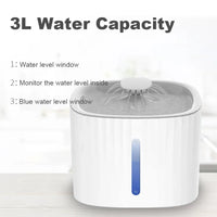 HKM-151891 3L Cat and Dog Water Fountain with Low Water Shut Off and Triple Filtration System
