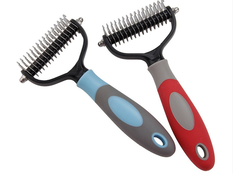 HKM-1519677 Pet Dematting Comb for Medium and Long-Haired Dogs and Cats - Stainless Steel Grooming Tool for Mat and Tangle Removal