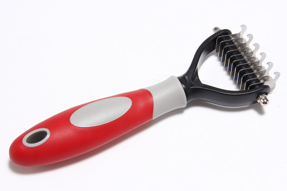 HKM-1519677 Pet Dematting Comb for Medium and Long-Haired Dogs and Cats - Stainless Steel Grooming Tool for Mat and Tangle Removal