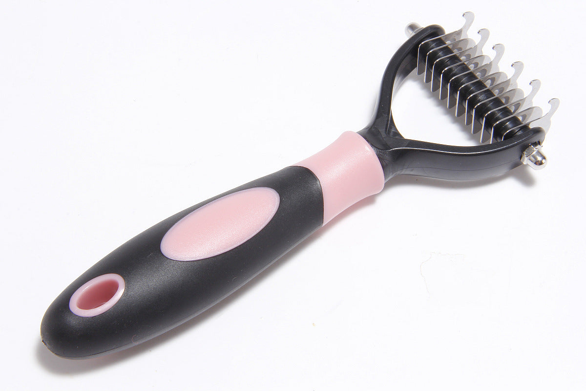 HKM-1519677 Pet Dematting Comb for Medium and Long-Haired Dogs and Cats - Stainless Steel Grooming Tool for Mat and Tangle Removal