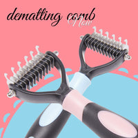 HKM-1519677 Pet Dematting Comb for Medium and Long-Haired Dogs and Cats - Stainless Steel Grooming Tool for Mat and Tangle Removal