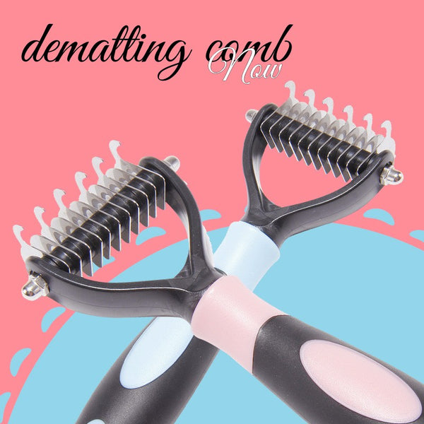 HKM-1519677 Pet Dematting Comb for Medium and Long-Haired Dogs and Cats - Stainless Steel Grooming Tool for Mat and Tangle Removal