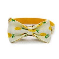 HKM-1520061 Yellow Pineapple Dog Collar - Stylish and Durable Nylon with Bow Design, Sizes S-XL