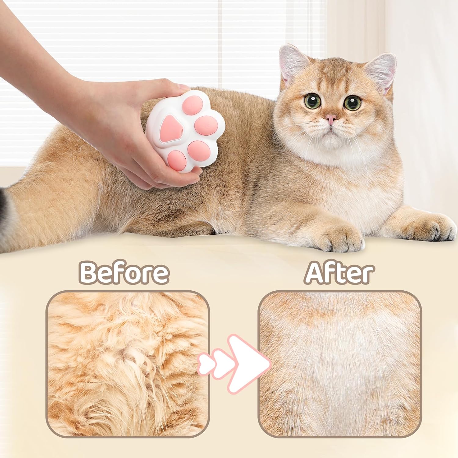 HKM-1521341 4-in-1 Steam Cat Brush for Grooming, Hair Removal, and Pet Massage