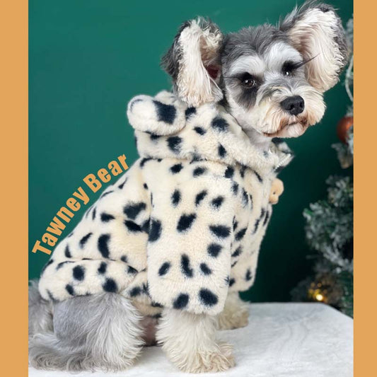 HKM-1522237 Warm Spotted Plush Coat for Dogs - Thick Coral Fleece, Autumn & Winter Friendly