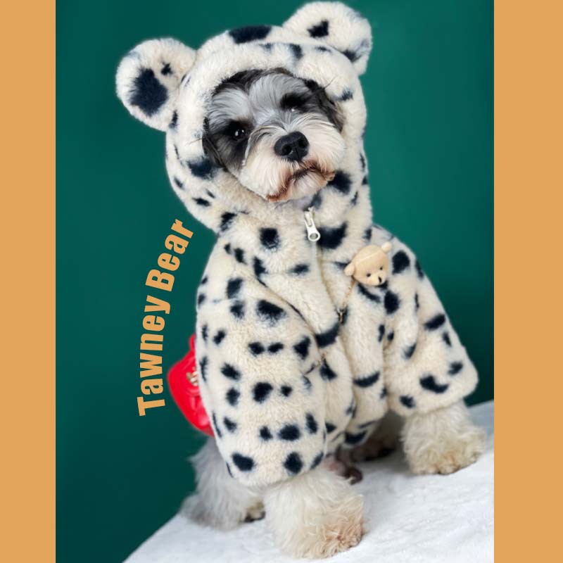 HKM-1522237 Warm Spotted Plush Coat for Dogs - Thick Coral Fleece, Autumn & Winter Friendly
