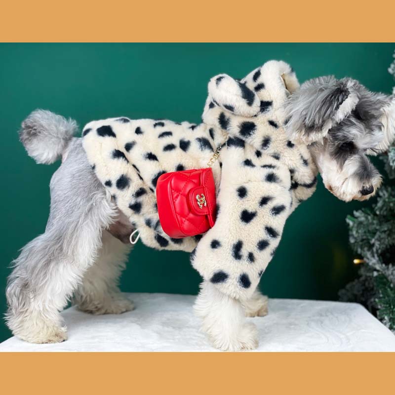 HKM-1522237 Warm Spotted Plush Coat for Dogs - Thick Coral Fleece, Autumn & Winter Friendly