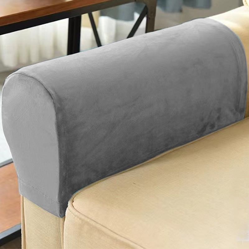 HKM-152339 Silver Fox Velvet Sofa Hand Rail Protective Cover Set - Elastic Full-Cover in Solid Colors