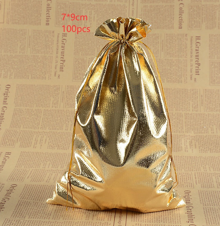 HKM-152403 Gold and Silver Drawstring Jewelry Packaging Bag