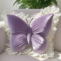 HKM-152403 Lace Butterfly Plush Waist Support Pillow in Pink, White, and Purple