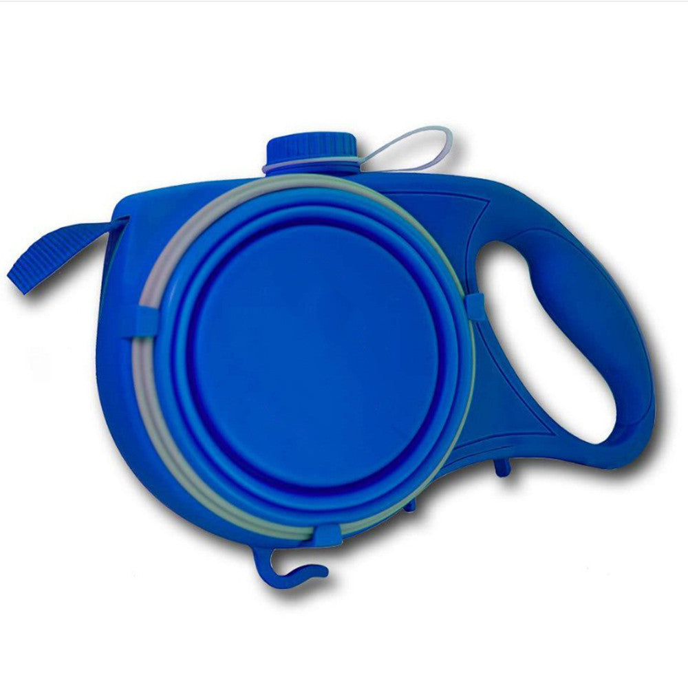 HKM-1525309 Retractable Multifunctional Pet Leash with Ergonomic Handle and Silicone Folding Bowl