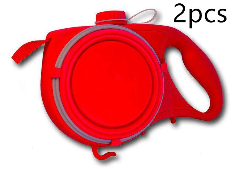 HKM-1525309 Retractable Multifunctional Pet Leash with Ergonomic Handle and Silicone Folding Bowl