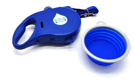 HKM-1525309 Retractable Multifunctional Pet Leash with Ergonomic Handle and Silicone Folding Bowl