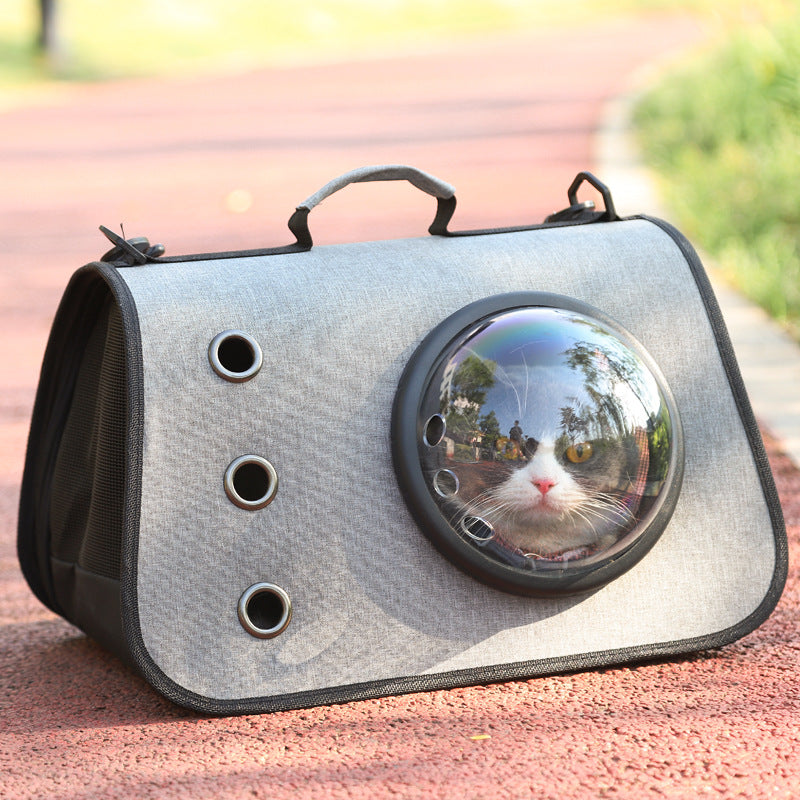 HKM-1526077 Foldable Linen Pet Carrier Bag with Breathable Ventilation for Small Pets