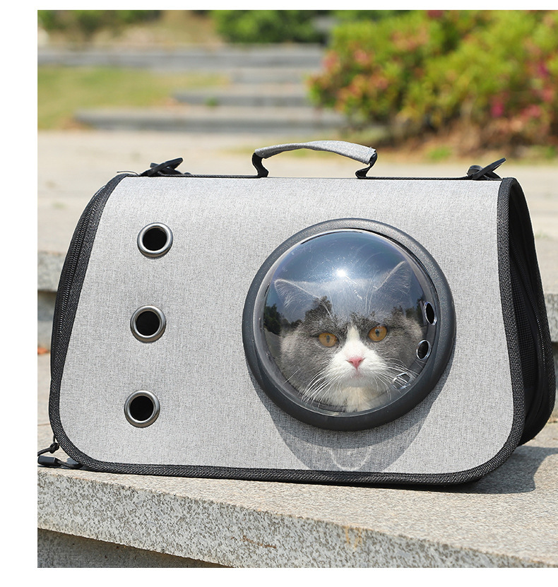 HKM-1526077 Foldable Linen Pet Carrier Bag with Breathable Ventilation for Small Pets