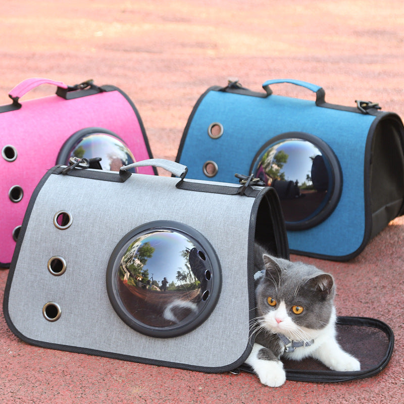 HKM-1526077 Foldable Linen Pet Carrier Bag with Breathable Ventilation for Small Pets