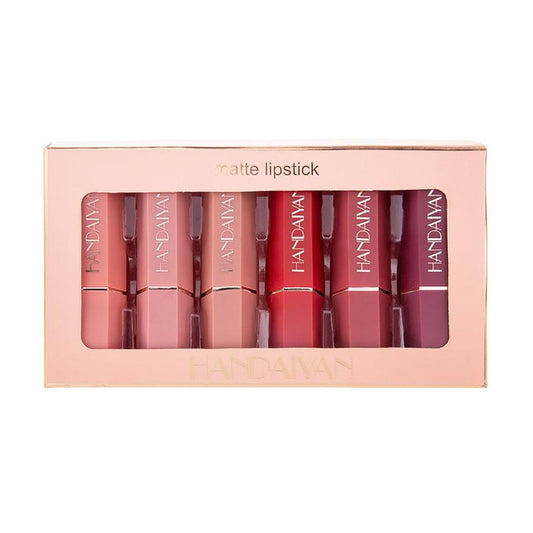 HKM-152659 Matte Lipstick Gift Box Set - 6 Non-Stick Shades in Elegant Packaging