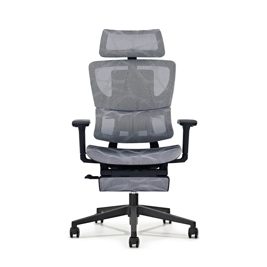 HKM-152723 Ergonomic Swivel Office Chair with Footrest, 2D Headrest, and Lumbar Support