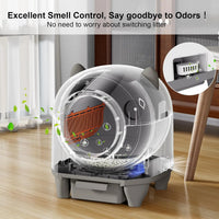 HKM-152723 Intelligent Self-Cleaning Cat Litter Box with Anti-Pinch Safety and App Connectivity, 80L Capacity
