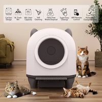 HKM-152723 Intelligent Self-Cleaning Cat Litter Box with Anti-Pinch Safety and App Connectivity, 80L Capacity