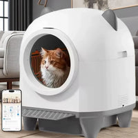 HKM-152723 Intelligent Self-Cleaning Cat Litter Box with Anti-Pinch Safety and App Connectivity, 80L Capacity