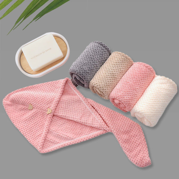 HKM-152851 Coral Velvet Pineapple Grid Dry Hair Cap in Multiple Colors