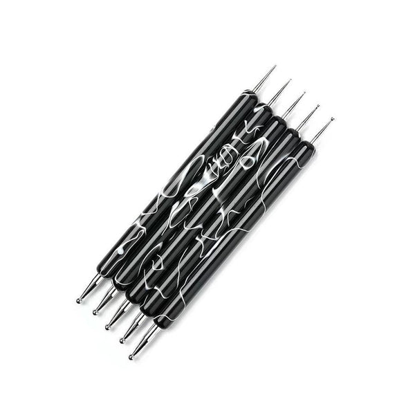 HKM-152915 Double-Ended Diamond Nail Art Pen Set for Dotted Painting and Manicure - 5 Piece Acrylic Tool