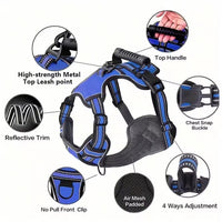 HKM-1529405 Multi-Functional Tactical Dog Harness Set with Adjustable Strap, Car Seat Belt, Dog Bowl, and Eco-Friendly Trash Bags