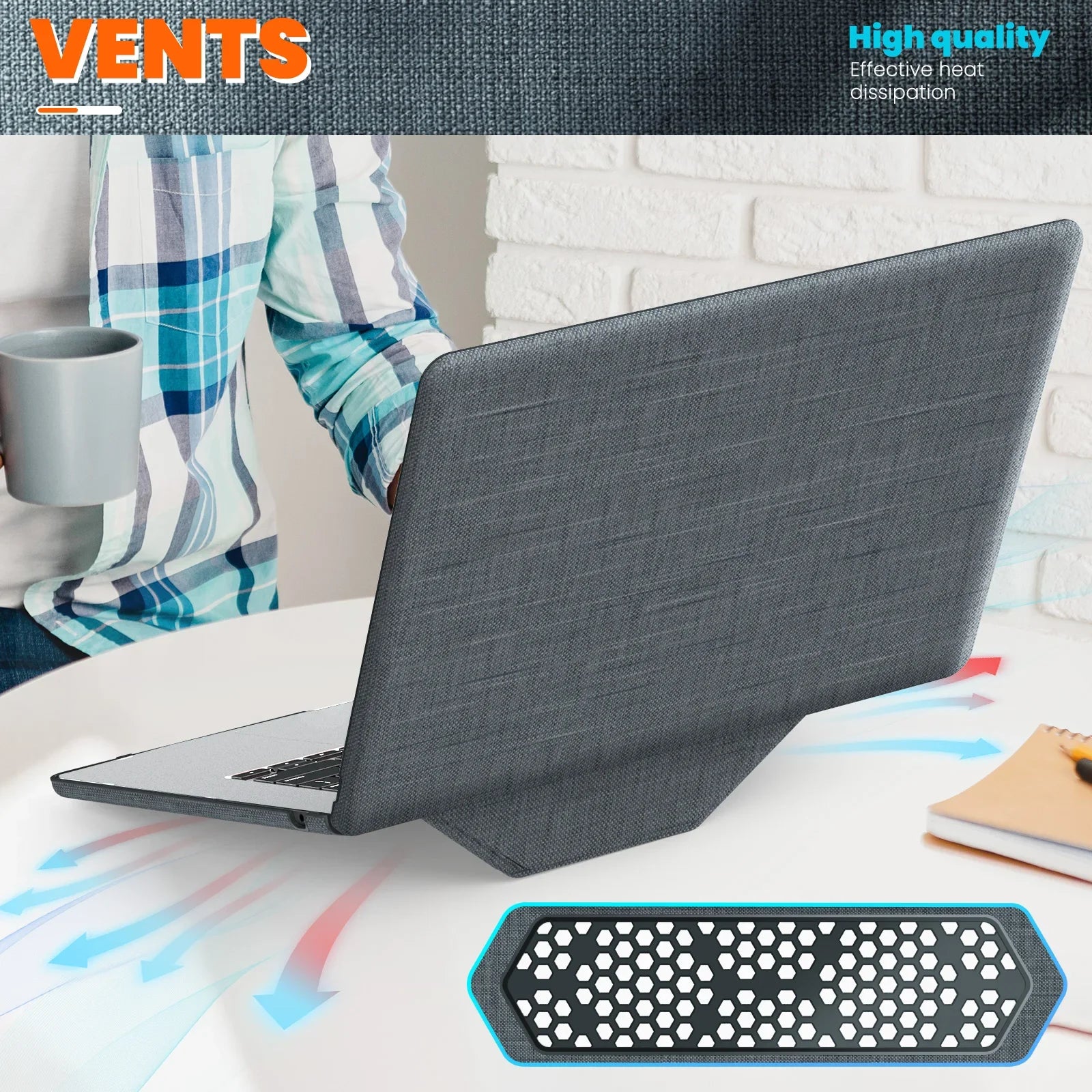 HKM-152979 Durable Laptop Protective Cover with Magnetic Stand for MacBook Air 15-inch (2023/2024 Model M2 A2941/M3 A3114)