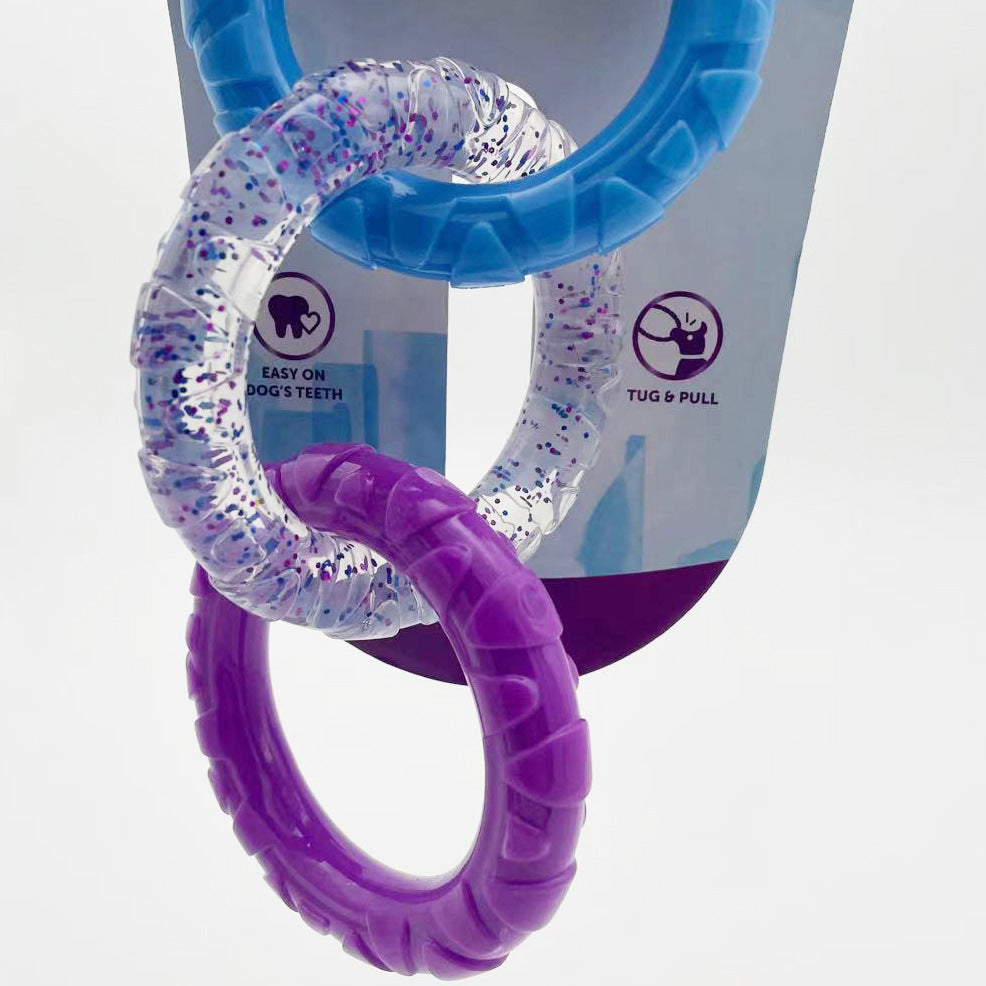 HKM-1530429 Bite Resistant Interactive TPR Ring Toy for Pets - 20x9cm, Random Color