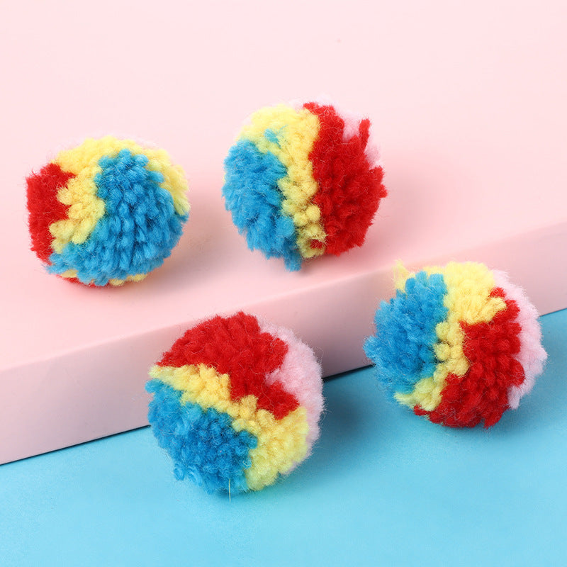 HKM-153043 Cat Toy Rainbow Hair Ball Toy Ball Color