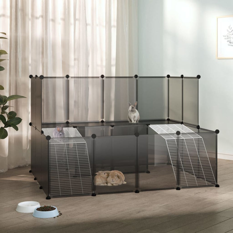 HKM-1531197 Spacious Multi-Level Small Animal Cage with Steel Frame, 143x107x93 cm