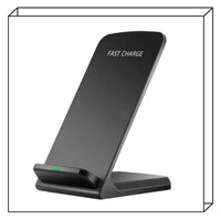 HKM-153299 Vertical Bracket Dual Coil Wireless Charger - 10W Fast Charging, QI Standard, Compatible with Various Devices