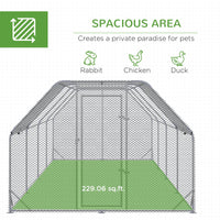 HKM-1533245 Large Metal Chicken Coop with Waterproof Cover, Walk-In Hen House and Run, 1" Tube Diameter - 9.2' x 24.9' x 6.4'