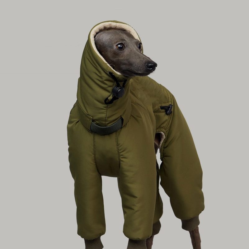 HKM-1534013 Super Thick Cotton Padded Clothes for Dogs in Military Green, Sizes S-XL