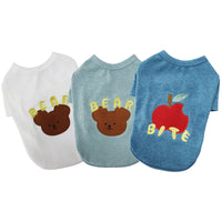 HKM-1534141 Blue Cartoon Bichon Schnauzer Pet T-Shirt Vest for Small Dogs in Cotton