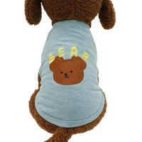 HKM-1534141 Blue Cartoon Bichon Schnauzer Pet T-Shirt Vest for Small Dogs in Cotton