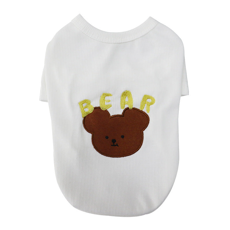 HKM-1534141 Blue Cartoon Bichon Schnauzer Pet T-Shirt Vest for Small Dogs in Cotton